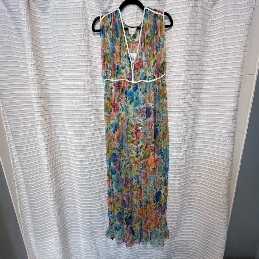 Jade By Johnny Was Dylane Silk Maxi Dress in Wild Blooms Floral (XL) - Picture 6 of 8